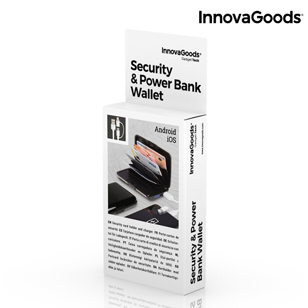 Power bank si suport de carduri antifrauda, InnovaGoods Gadget Tech, 1800 mAh, 5 compartimente pentru carduri [5]