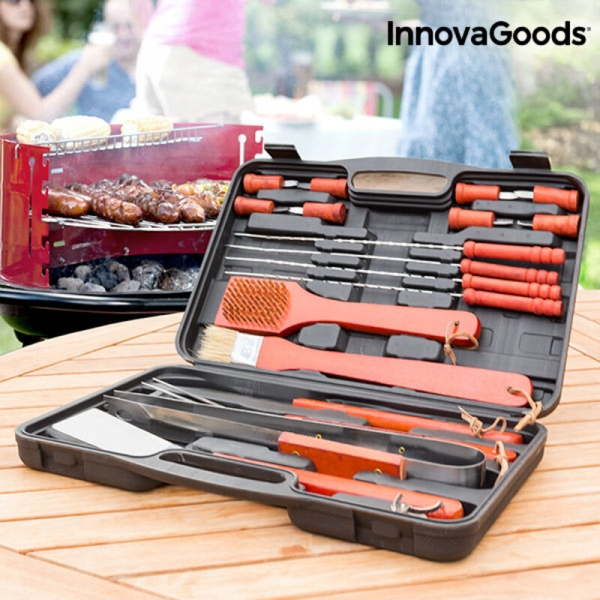 Servieta cu ustensile pentru gratar, InnovaGoods Home Garden, 18 piese, otel inoxidabil [5]