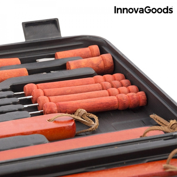 Servieta cu ustensile pentru gratar, InnovaGoods Home Garden, 18 piese, otel inoxidabil [3]