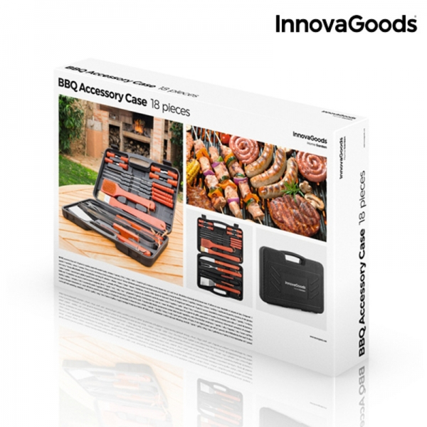 Servieta cu ustensile pentru gratar, InnovaGoods Home Garden, 18 piese, otel inoxidabil [7]