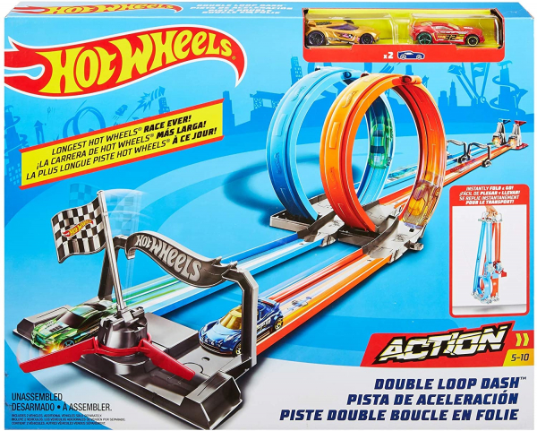 Set de joaca Hot Wheels Double Loop, 2 masinute incluse [6]