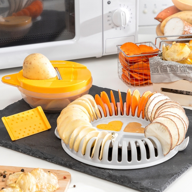 Set pentru chipsuri la cuptorul cu microunde Innovagoods CHIPIT, include feliator cartofi si carte cu retete [1]