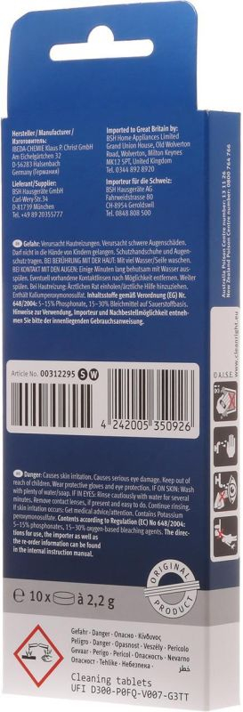 Tablete curatare espressor automat Bosch Siemens 00312502 [3]