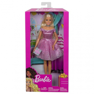 Papusa Mattel Barbie Editie Aniversara Birthday Wishes in rochie roz cu o cutie de cadou [2]