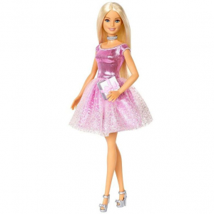 Papusa Mattel Barbie Editie Aniversara Birthday Wishes in rochie roz cu o cutie de cadou [3]
