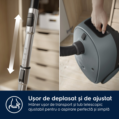 Aspirator cu sac Electrolux Clean 600 EB61C1OG verde ocean, perie DustMagnet Silent, filtru HEPA, sac 3.5L [4]