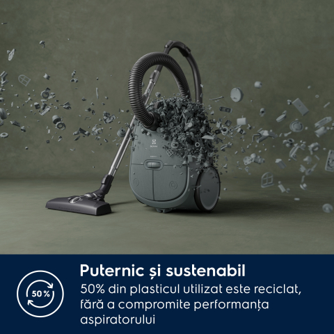 Aspirator cu sac Electrolux Clean 600 EB61C1OG verde ocean, perie DustMagnet Silent, filtru HEPA, sac 3.5L [5]