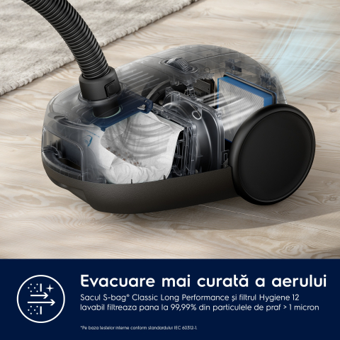 Aspirator cu sac Electrolux Clean 600 EB61C1OG verde ocean, perie DustMagnet Silent, filtru HEPA, sac 3.5L [12]