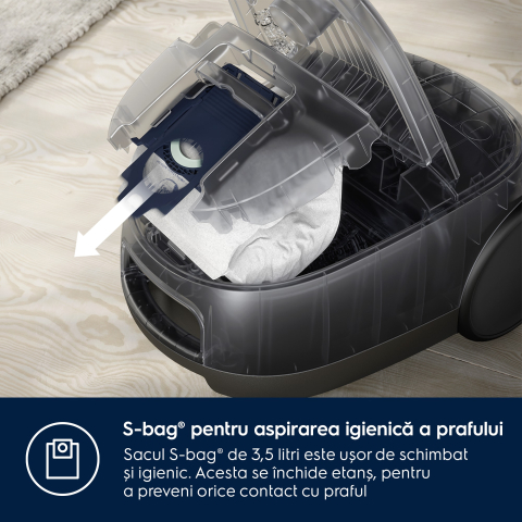 Aspirator cu sac Electrolux Clean 600 EB61C1OG verde ocean, perie DustMagnet Silent, filtru HEPA, sac 3.5L [7]