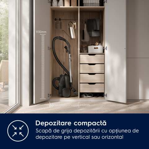 Aspirator cu sac Electrolux Clean 600 EB61C4DB albastru denim, perie DustMagnet Silent, filtru HEPA, sac 3.5L [4]