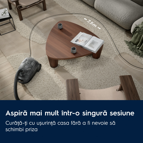 Aspirator cu sac Electrolux Seria 300 EB31C1DB albastru denim, filtru HEPA, perie DustPro, sac 3L [5]