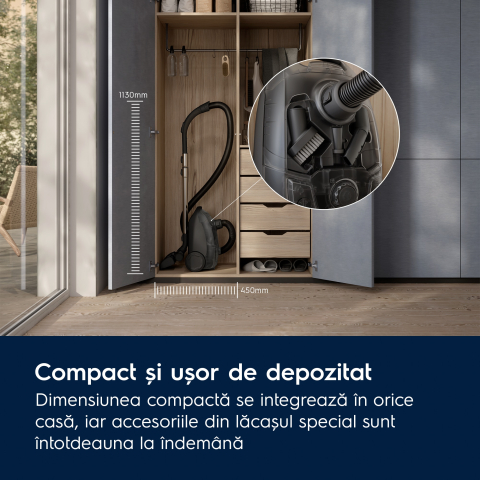Aspirator cu sac Electrolux Seria 500 EB51C2DB albastru denim, perie AllFloor, filtru HEPA, sac 3L [5]