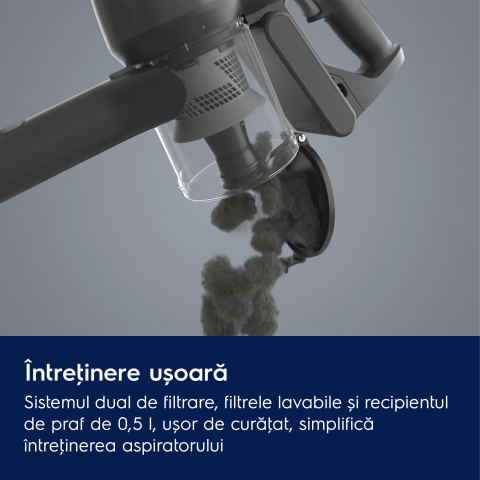 Aspirator vertical cu acumulator Electrolux Seria 300 EP31CB21TG gri, 21.6V, 40 min autonomie, 2,18 kg [4]