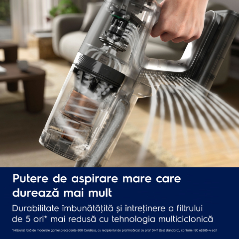 Aspirator vertical fara fir Electrolux Seria 800 EP82H25WET, 25V, perie mop, albastru [6]