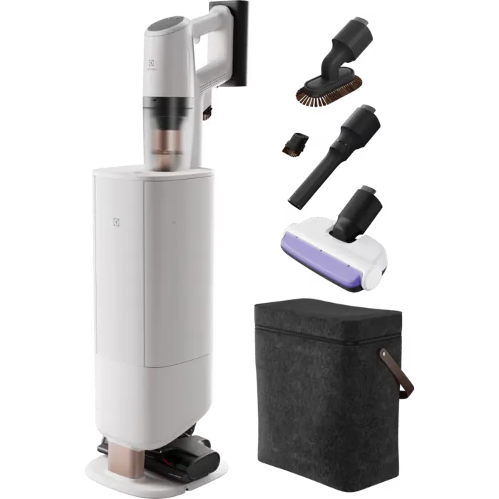 Aspiratoare - Aspirator vertical fara fir Electrolux Seria 800 EP83HB25UV, statie golire automata, 25V, alb scoica