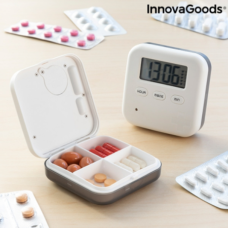 Cutie digitala 3 in 1 pentru medicamente Innova Goods, Ceas, Cronometru, Programabila, Alarma cu vibratie si sunet, max 5 alarme/ zi , Alb [4]