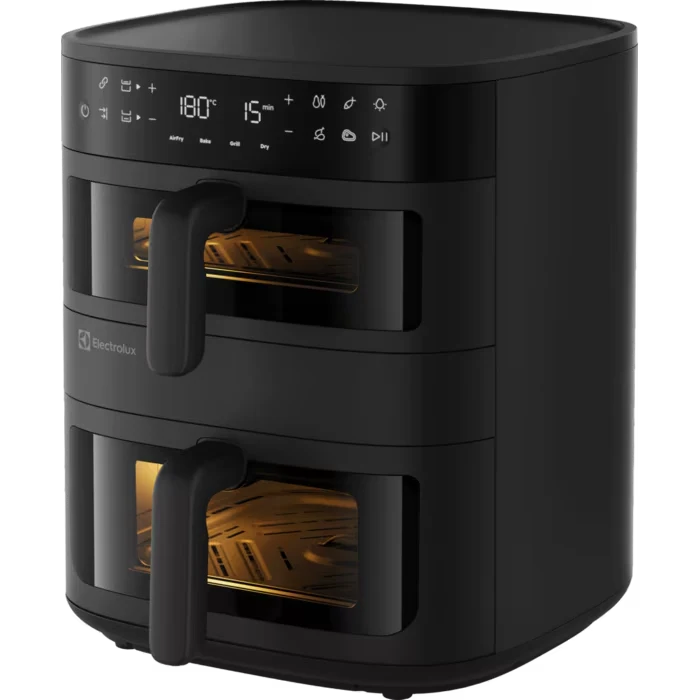 Electrocasnice - Friteuza cu aer cald Electrolux EAFD11B Seria 800 Dual, 11 L, 2700 W, neagra, cu doua cosuri verticale