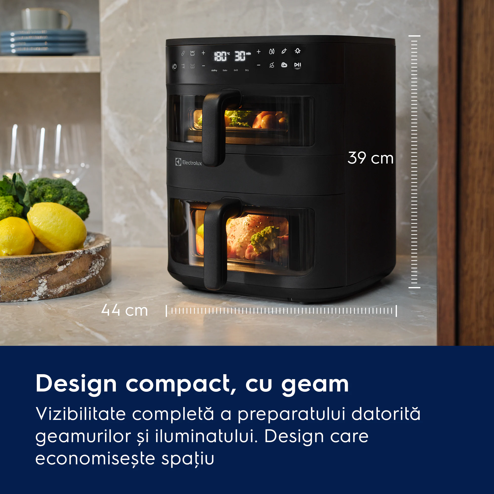 Friteuza cu aer cald Electrolux EAFD11B Seria 800 Dual, 11 L, 2700 W, neagra, cu doua cosuri verticale [10]