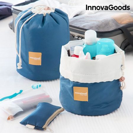 Ingrijire personala - Geanta pentru cosmetice cu sac pentru pensule si gentuta independenta, InnovaGoods, poliester, albastra