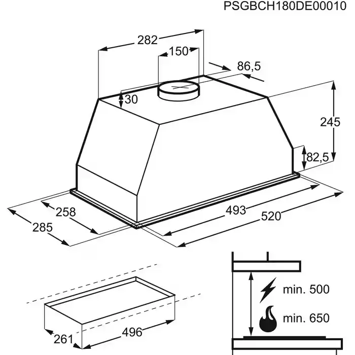 Hota incorporabila tip caseta Electrolux LFG525K 52 cm negru Seria 500 600 m3/h [6]