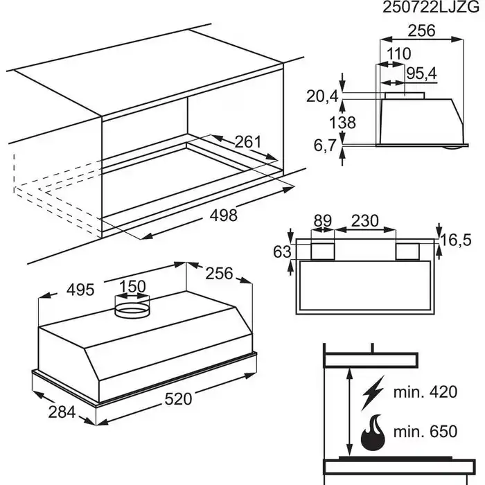 Hota incorporabila tip caseta Electrolux LFG235S 52 cm gri Seria 300 330 m3/h [8]