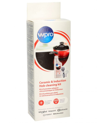 Accesorii Piese Plite Aragazuri - Kit curatare plita vitroceramica WPRO 484000008442, crema si racleta