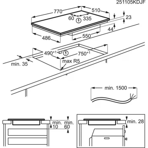 Plita inductie AEG TH85IM30FB Seria 8000 Sense Boil Fry SaphirMatt 80 cm MultipleBridge negru mat [15]