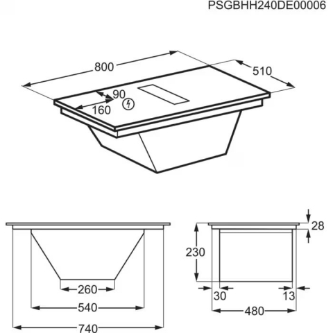 Plita cu hota integrata AEG TH84CC23CZ ComboHob XT SenseFry 80 cm 4 zone negru mat [15]
