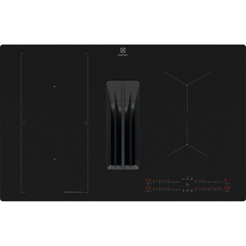 Plite - Plita incorporabila cu inductie cu hota integrata Electrolux ECC83443CZ ComboHob eXtractor SaphirMatt 80 cm negru mat