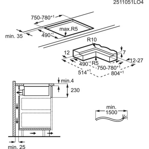 Plita incorporabila cu inductie cu hota integrata Electrolux ECC83443CZ ComboHob eXtractor SaphirMatt 80 cm negru mat [13]