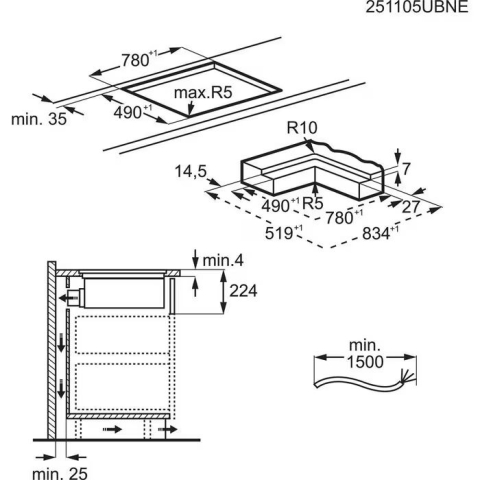Plita incorporabila cu inductie cu hota integrata Electrolux KCC84453CK ComboHob 800 FlexiBridge eXtractor 83 cm negru [13]