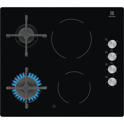 Plite - Plita mixta Electrolux EGE6172NOK 60 cm vitroceramica si gaz pe sticla neagra