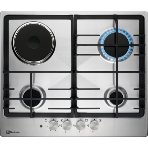 Plite - Plita mixta Electrolux KGM64311X Seria 300 60 cm inox 3 arzatoare gaz 1 zona electrica