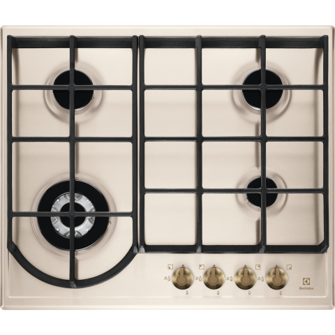 Plite - Plita incorporabila pe gaz Electrolux EGH6343RON Rococo 4 arzatoare arzator Wok gratare fonta 60 cm crem
