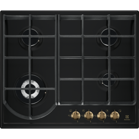 Plite - Plita incorporabila pe gaz Electrolux EGH6343ROR Rococo 4 arzatoare arzator Wok gratare fonta 60 cm negru mat