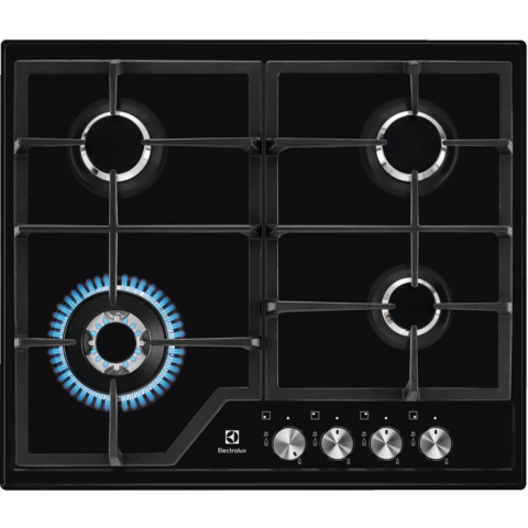 Plita incorporabila pe gaz Electrolux EGS6436K 4 arzatoare arzator Wok gratare fonta 60 cm negru [0]