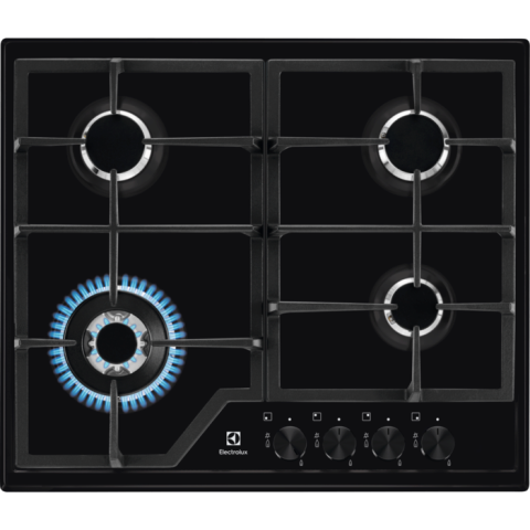 Plite - Plita incorporabila pe gaz Electrolux KGS6436K 4 arzatoare arzator Wok gratare fonta 60 cm negru