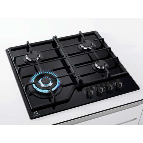 Plita incorporabila pe gaz Electrolux KGS6436K 4 arzatoare arzator Wok gratare fonta 60 cm negru [1]