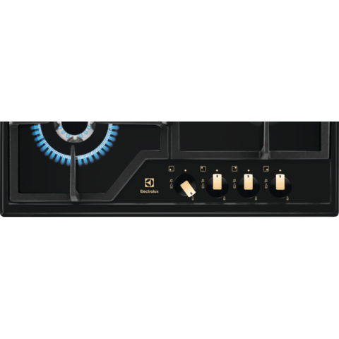 Plita incorporabila pe gaz Electrolux KGS6436RK 4 arzatoare arzator Wok gratare fonta 60 cm negru mat [1]