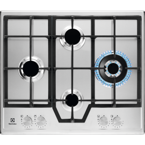 Plite - Plita incorporabila pe gaz Electrolux KGS64562SX 4 arzatoare arzator Wok gratare fonta 60 cm inox
