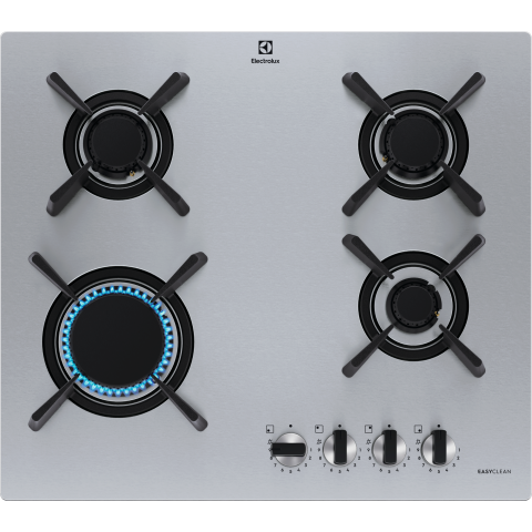 Plite - Plita incorporabila pe gaz Electrolux KGU643723Z Seria 700 Pro 4 arzatoare arzator Wok gratare fonta 60 cm inox EasyClean