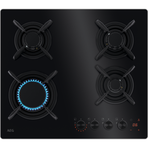 Plite - Plita incorporabila vitroceramica pe gaz AEG HKB64453NB Seria 8000 FlameLight, 60 cm, negru