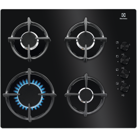 Plite - Plita incorporabila vitroceramica pe gaz Electrolux KGG6407K 4 arzatoare 60 cm negru