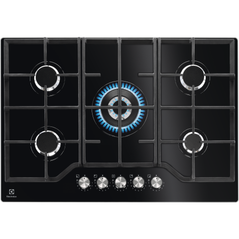 Plite - Plita incorporabila vitroceramica pe gaz Electrolux KGG75362K 5 arzatoare 75 cm negru