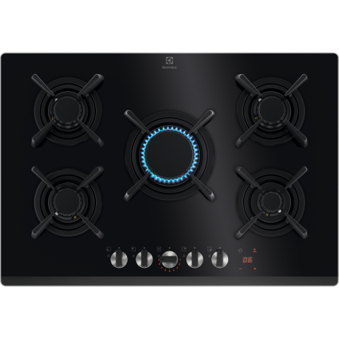 Plite - Plita incorporabila vitroceramica pe gaz Electrolux KGG753753K 5 arzatoare 75 cm negru