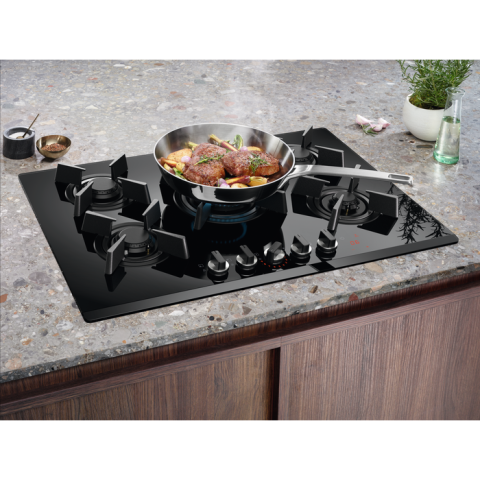 Plita incorporabila vitroceramica pe gaz Electrolux KGG753753K 5 arzatoare 75 cm negru [1]