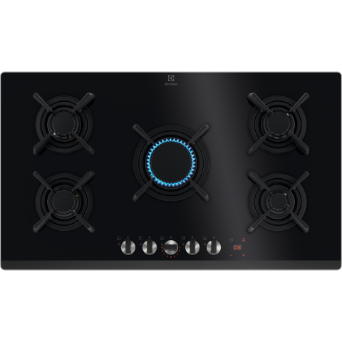 Plite - Plita incorporabila vitroceramica pe gaz Electrolux KGG953753K 5 arzatoare 90 cm negru