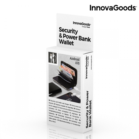 Power bank si suport de carduri antifrauda, InnovaGoods Gadget Tech, 1800 mAh, 5 compartimente pentru carduri [4]