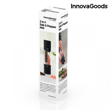 Rasnita 2 in 1, InnovaGoods, sare si piper sau alte condimente, cu reglare finete macinare, 5x22 cm [5]