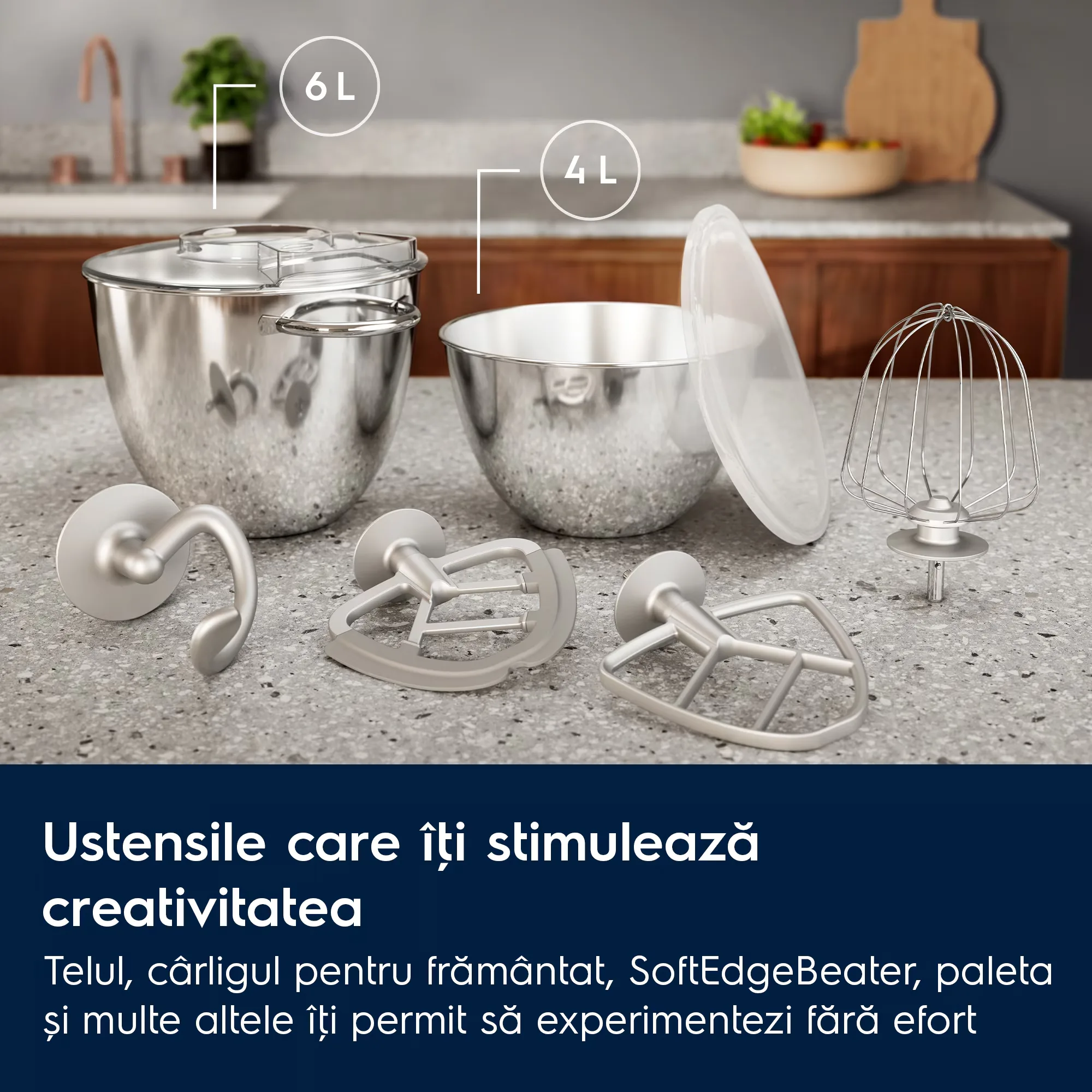 Robot de bucatarie Electrolux E6KM1-4OWT Assistent 700 alb 1200W cu doua boluri din inox [3]